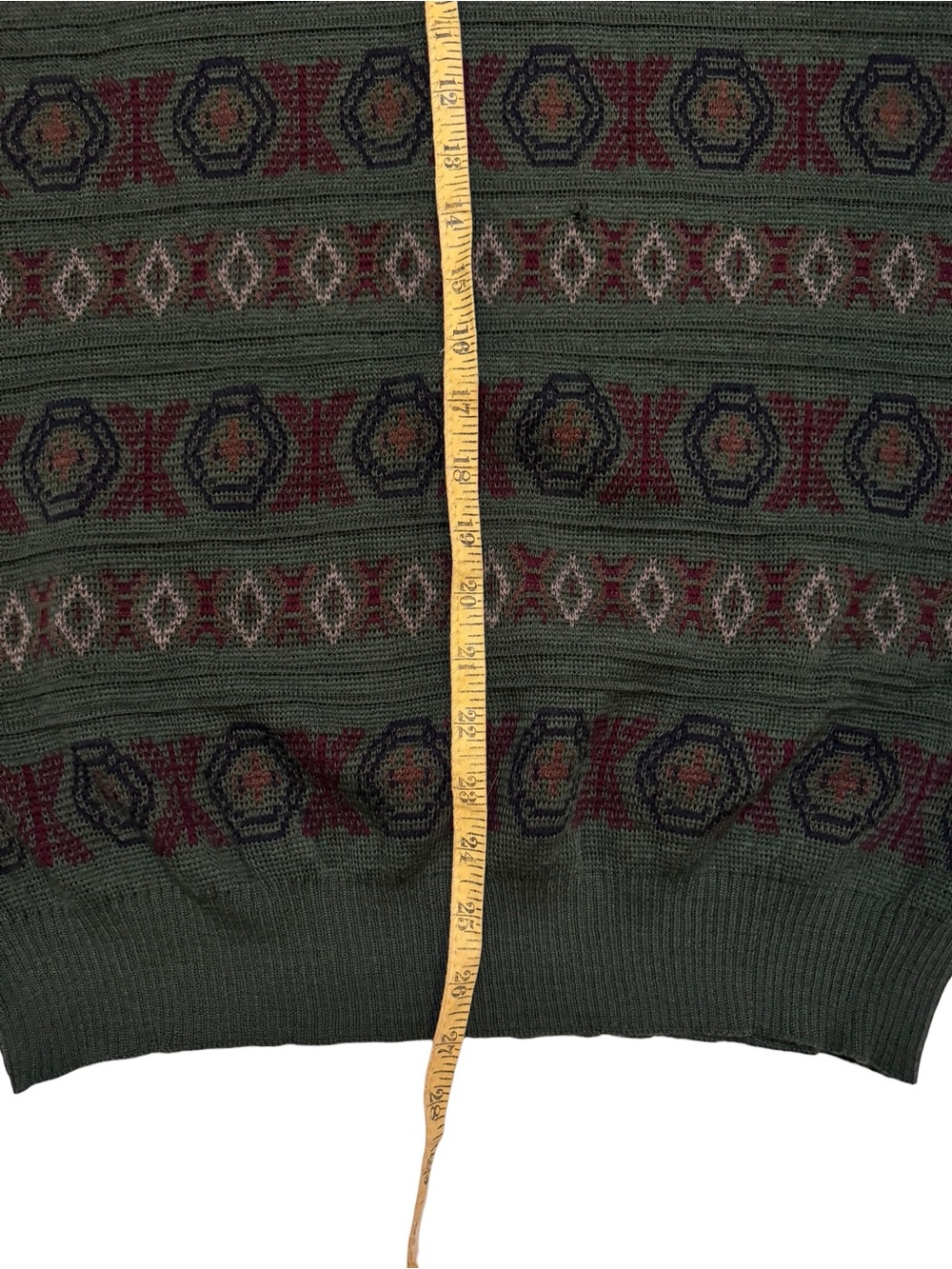 VINTAGE Grandpacore Macaire Geometric Knit Sweater Pure Wool Canada Sz Medium - Picture 7 of 8